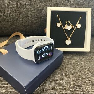 Gift set necklace earrings bracelet and watch